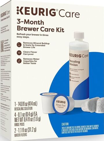 Keurig 3-Month Brewer Maintenance Kit Includes Descaling Solution, Water Filter Cartridges & Rinse Pods, Compatible Classic/1.0 & 2.0 K-Cup Coffee Makers, 7 Count in Saudi Arabia