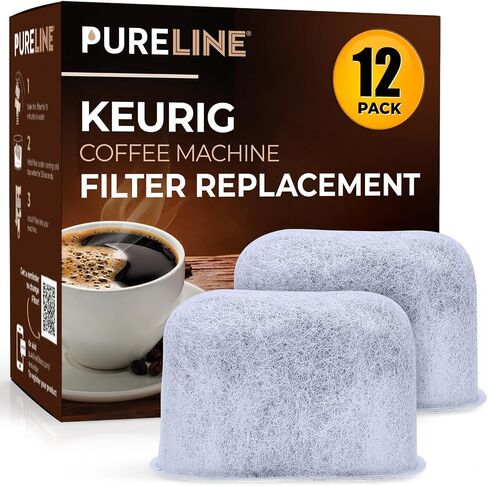 Keurig Filter Replacement by Pureline, 12 Pack Charcoal Water Filter | Replacement for Keurig Water Filter Cartridges - Fits Keurig 2.0 and 1.0 Classic Coffee Makers, NSF Certified (2 Year Supply) in Kuwait