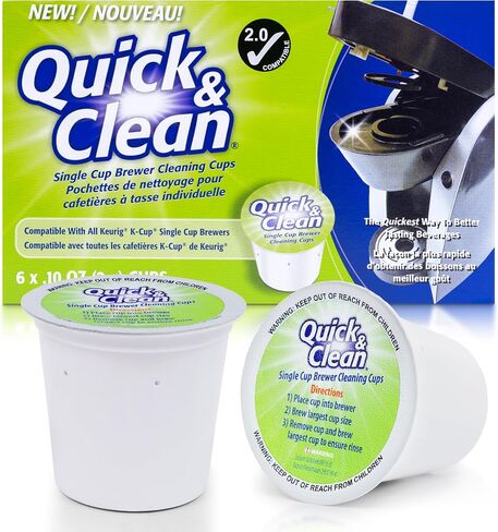 Quick & Clean [6-Pack] Keurig Cleaning Pods - K Cup Cleaner Pod For Keurig - 2.0 Coffee Machine Compatible, Removes Stains, Non-Toxic and Eco-Friendly in Saudi Arabia