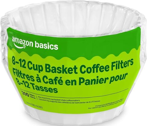 مرشحات القهوة من Amazon Basics Basket لصانعي القهوة من 8 إلى 12 كوبًا، باللون الأبيض، عدد 200، قد تختلف التعبئة in Kuwait