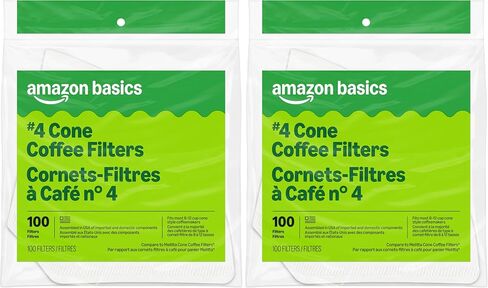 Amazon Basics Number 4 Cone Coffee Filters for 8-12 Cup Coffee Makers, White, 100 Count in Kuwait