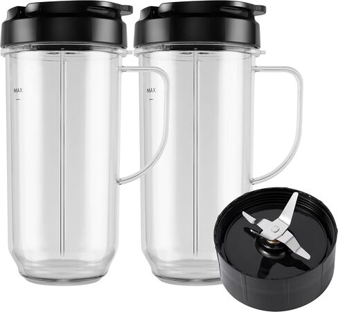 5-piece Magic Bullet Blender Cups, Tall 22oz Cup with Flip-Top To-Go Lid, Cross Blade, Blender Replacement Parts, Mug with Handle Compatible with Magic Bullet 250w MB1001 in Saudi Arabia