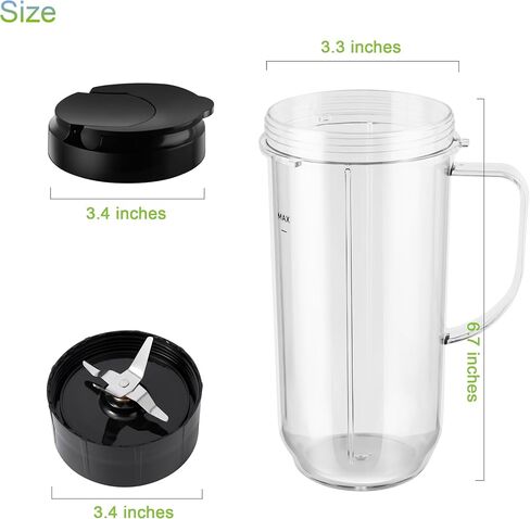 5-piece Magic Bullet Blender Cups, Tall 22oz Cup with Flip-Top To-Go Lid, Cross Blade, Blender Replacement Parts, Mug with Handle Compatible with Magic Bullet 250w MB1001 in Saudi Arabia