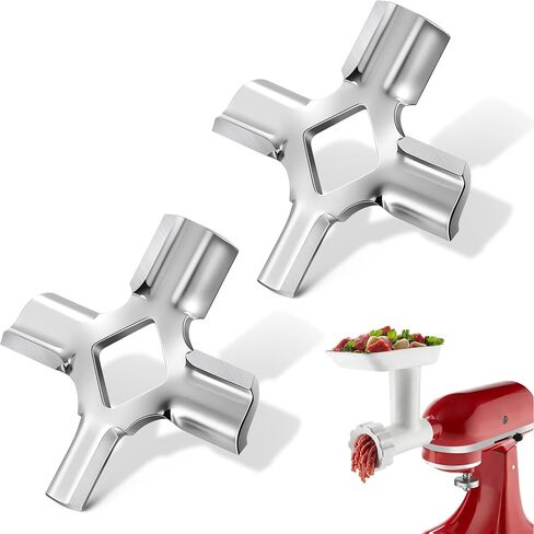 2 عبوة من شفرات مفرمة اللحم المتوافقة مع KitchenAid FGA | الطراز القديم، الفولاذ المقاوم للصدأ، شفرة 1.75 بوصة، بديل مباشر لمطحنة الطعام 4162144، 9706857، W10408733، WPW10408733 in Kuwait