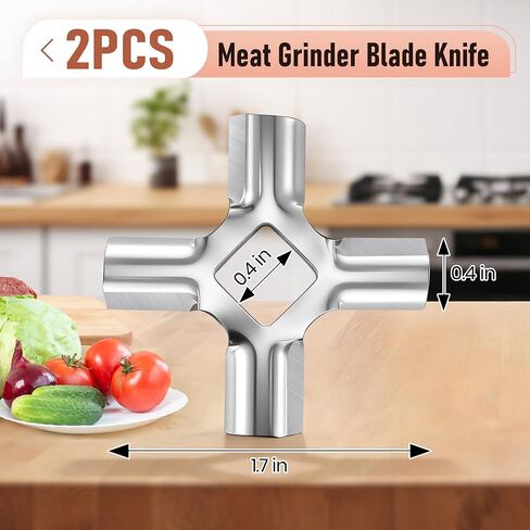 2 عبوة من شفرات مفرمة اللحم المتوافقة مع KitchenAid FGA | الطراز القديم، الفولاذ المقاوم للصدأ، شفرة 1.75 بوصة، بديل مباشر لمطحنة الطعام 4162144، 9706857، W10408733، WPW10408733 in Kuwait