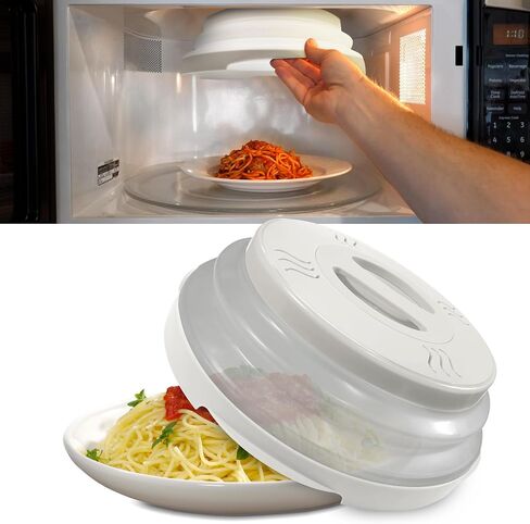 HOVER COVER Magnetic Microwave Splatter Cover - 12-Inch Collapsible - Gray | High Power, Stronger Magnetic Grip, BPA-Free Lid, Vented Plate Guard with Steam Vents, Dishwasher Safe, Space-Saving Storage in Saudi Arabia