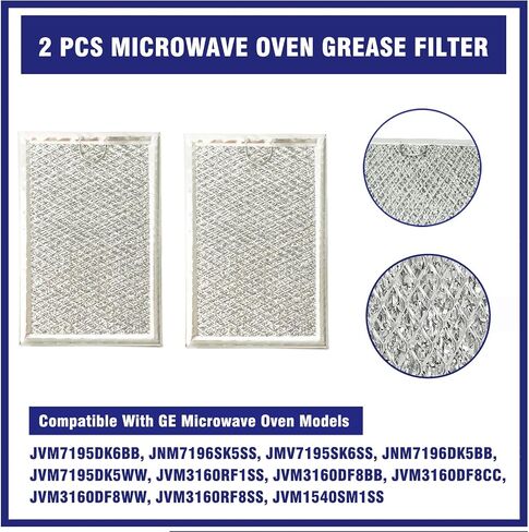 2 Pcs Microwave Grease Filter for GE JVM7195DK6BB JNM7196SK5SS JMV7195SK6SS | JNM7196DK5BB, JVM7195DK5WW, JVM3160RF1SS, JVM3160DF8BB, JVM3160DF8CC, JVM3160DF8WW, JVM3160RF8SS, JVM1540SM1SS in Saudi Arabia
