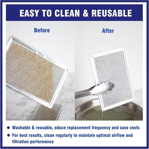 2 Pcs Microwave Grease Filter for GE JVM7195DK6BB JNM7196SK5SS JMV7195SK6SS | JNM7196DK5BB, JVM7195DK5WW, JVM3160RF1SS, JVM3160DF8BB, JVM3160DF8CC, JVM3160DF8WW, JVM3160RF8SS, JVM1540SM1SS in Saudi Arabia