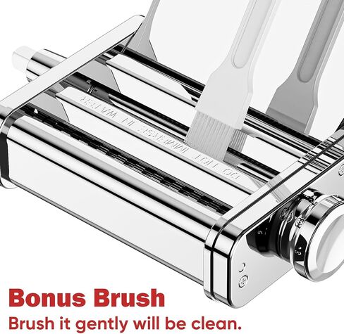 GVODE 3-in-1 Pasta Attachment for KitchenAid Stand Mixers, Roller & Cutter | All-Metal 3-in-1 Pasta Roller and Cutter Set with Spaghetti and Fettuccine Cutters, 8 Thickness Settings and Cleaning Brush in Kuwait