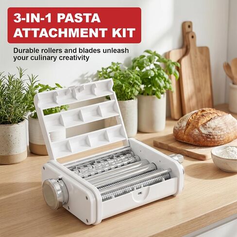 Pasta Attachment for KitchenAid Stand Mixers, 3 in 1 Pasta Maker Set | Includes Pasta Roller, Pasta Cutter and Fettuccine Cutter with Cleaning Brush in Saudi Arabia