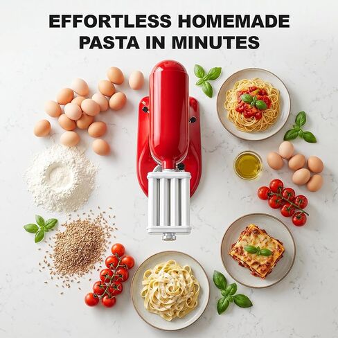 Pasta Attachment for KitchenAid Stand Mixers, 3 in 1 Pasta Maker Set | Includes Pasta Roller, Pasta Cutter and Fettuccine Cutter with Cleaning Brush in Saudi Arabia