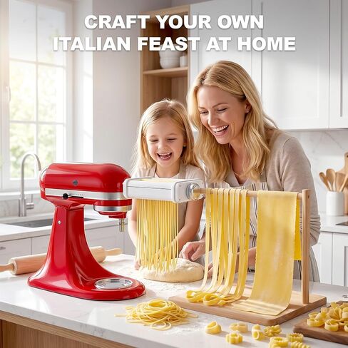 Pasta Attachment for KitchenAid Stand Mixers, 3 in 1 Pasta Maker Set | Includes Pasta Roller, Pasta Cutter and Fettuccine Cutter with Cleaning Brush in Saudi Arabia