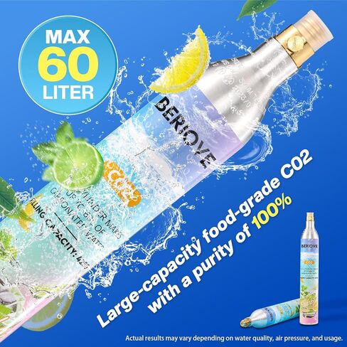 CO2 Cylinder for Soda Maker: 60L 2 Pack Durable CO2 Cartridges | Screw-In Soda Makers Compatible, Exchange Carbonator & Sparkling Water - Carbonates Any Drink with Threaded Cylinders in Saudi Arabia