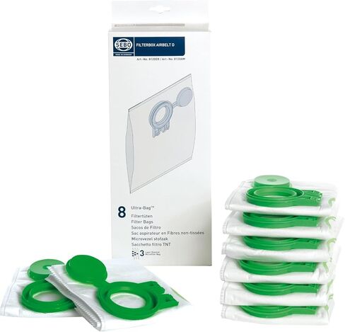 Sebo Airbelt Series D1, D4, D4 Premium Canister Vacuum Filter Bags 8 Pk Genuine Part # 8120AM, 8120ER in Saudi Arabia