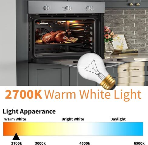 WokHok Appliance Oven Light Bulb, High Temp 300 °C Resistant,（2 Pack） A15/E26/120V/40 Watt Appliance Replacement Bulb for Refrigerator Over Stove Microwave Range Hood,Warm White in Saudi Arabia