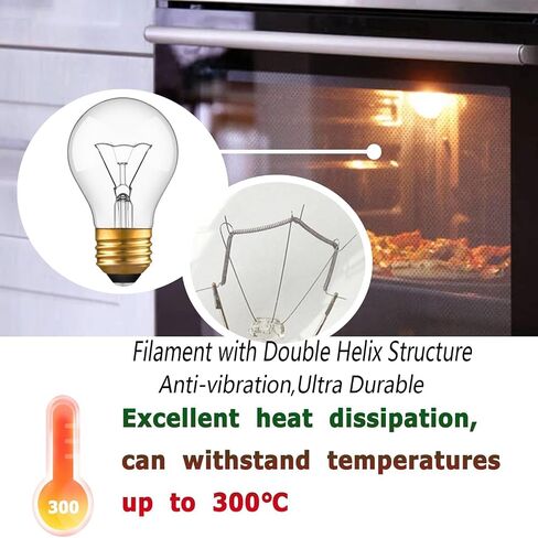 WokHok Appliance Oven Light Bulb, High Temp 300 °C Resistant,（2 Pack） A15/E26/120V/40 Watt Appliance Replacement Bulb for Refrigerator Over Stove Microwave Range Hood,Warm White in Saudi Arabia