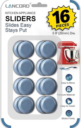 Small Appliance Sliders for Countertop, 16 PCS Kitchen Sliders | Self-Adhesive PTFE Slider Pads, Kitchen Appliance Slider Fit Stand Mixer, Coffee Maker, Air Fryer, Blender in Saudi Arabia