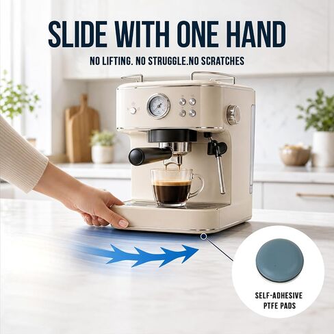 Small Appliance Sliders for Countertop, 16 PCS Kitchen Sliders | Self-Adhesive PTFE Slider Pads, Kitchen Appliance Slider Fit Stand Mixer, Coffee Maker, Air Fryer, Blender in Saudi Arabia