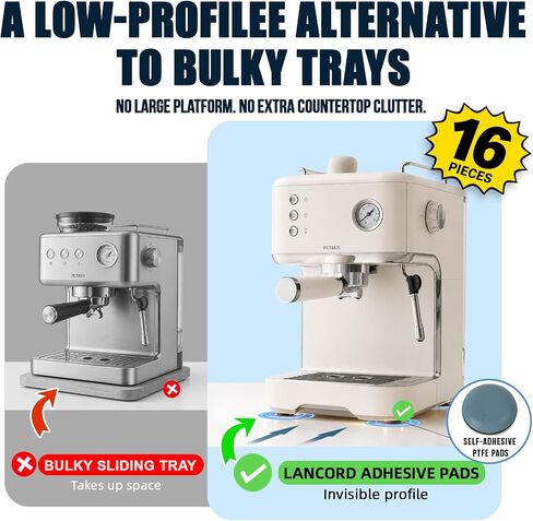 Small Appliance Sliders for Countertop, 16 PCS Kitchen Sliders | Self-Adhesive PTFE Slider Pads, Kitchen Appliance Slider Fit Stand Mixer, Coffee Maker, Air Fryer, Blender in Saudi Arabia