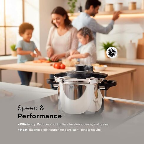 KOCHSTELLE Pressure Cooker Stainless Steel 8L for Home & Meal Prep | Pressure Cooker 8 qt with Advance Secure Lock System Lid, Ergonomic Handles, Pressure Pot | Compatible with Gas & Induction Stoves in Saudi Arabia
