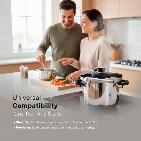 KOCHSTELLE Pressure Cooker Stainless Steel 8L for Home & Meal Prep | Pressure Cooker 8 qt with Advance Secure Lock System Lid, Ergonomic Handles, Pressure Pot | Compatible with Gas & Induction Stoves in Saudi Arabia