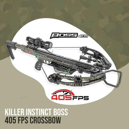 Killer Instinct Boss Crossbow Bundle | Backpack Case, Package, 405 FPS, Crossbows Slayer Case, Fixed-Blade Steel Tip 100-Grain Hunting, (3 items) in Kuwait