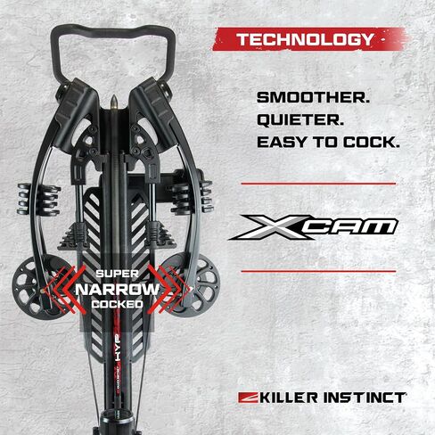 Killer Instinct TEMPR-X Crossbow Kit 405 FPS 195 LB Draw Weight - X CAM Synchronized Design with Lumix 4x32 Scope and Anti-Dry Fire Safety | 4x32 Scope, Anti-Dry Fire Safety, X CAM Synchronized Design, 405 FPS in Kuwait