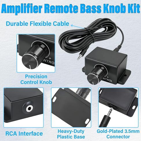 Universal 3.5mm Jack Port Remote Bass Knob Replacemen,16Ft Cable and Screws | Car Audio Amplifier Volume Control Knob with Double-Sided Adhesive,Subwoofer Level Controller System Upgrade for Amp in Saudi Arabia