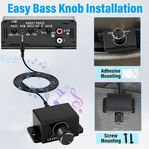 Universal 3.5mm Jack Port Remote Bass Knob Replacemen,16Ft Cable and Screws | Car Audio Amplifier Volume Control Knob with Double-Sided Adhesive,Subwoofer Level Controller System Upgrade for Amp in Saudi Arabia