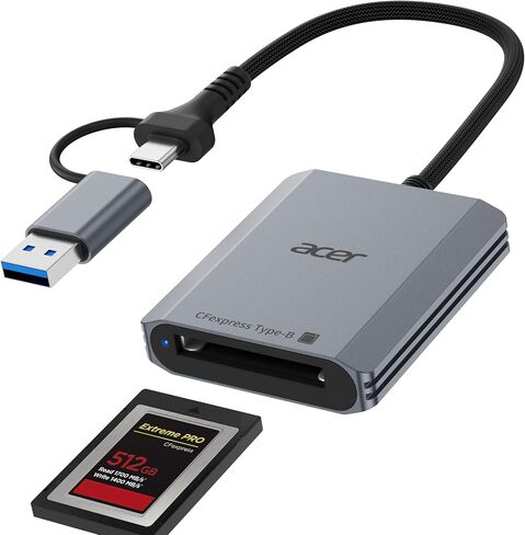 Acer CFexpress Type B Card Reader USB 3.2 Gen 2(CFexpress Type B Card ONLY) | 10Gbps CF Express Type B Card Adapter Compatible with iPhone 17/16/15, Laptop, MacBook Neo/Pro/Air, iPad, Android in Kuwait