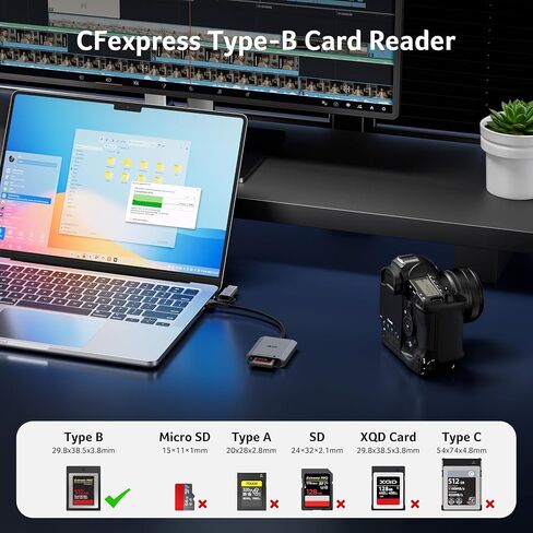 Acer CFexpress Type B Card Reader USB 3.2 Gen 2(CFexpress Type B Card ONLY) | 10Gbps CF Express Type B Card Adapter Compatible with iPhone 17/16/15, Laptop, MacBook Neo/Pro/Air, iPad, Android in Kuwait