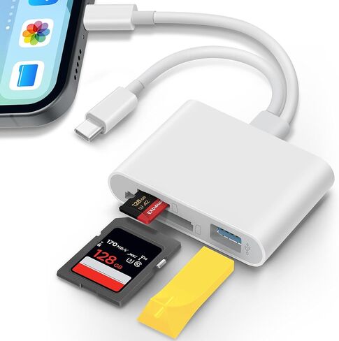 MujuDoler USB C SD Card Reader for iPhone 15 16 iPad Mac 3 in 1 USB-C Memory Trail Camera Card Adapter with Dual Slots & USB Port for Mac MacBook Pro/Air/Mini Android Laptop More USBC Typec Devices in Saudi Arabia