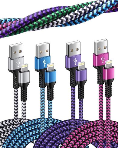 [3ft/4-Pack]iPhone Charger, Braided USB A to Lightning Cable Fast Charging in Kuwait