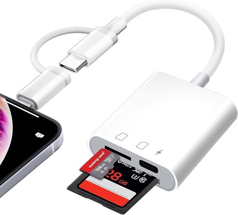 قارئ بطاقة SD لجهاز iPhone iPad Mac، ومحول USB C وLightning مزدوج الموصل للكاميرا الرقمية إلى iPhone، ومحول بطاقة SD قارئ بطاقة الذاكرة لبطاقة SD/TF/Sim، التوصيل والتشغيل، وملحقات الكاميرا in Kuwait