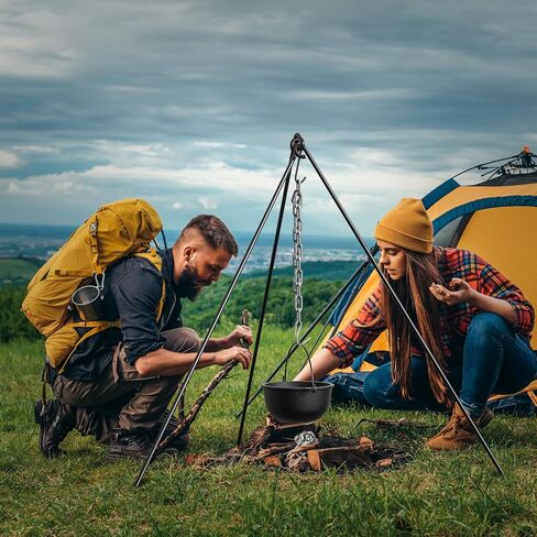 50" Dutch Oven Tripod with Carry Bag, Cast Iron Campfire Cooking Stand | Heavy Duty Camp Fire Cooking Equipment for Camp Chef Outdoor Camping, Cooking Lantern Tripod Hanger with Storage Bag in Saudi Arabia