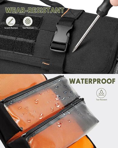 HODRANT Camping Roll Bag, Hanging Camp Kitchen Organizer with Multi Pockets | Cookware Utensil Holder with Detachable Tool Pouch, Outdoor Grill Tools Storage Case for RV, BBQ, Fishing, Travel, Bog Only in Kuwait