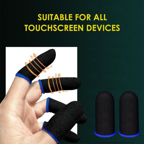 PUBG Trigger 4 Finger Mobile Gaming Controller with 20 Finger Sleeves & Storage Case PUBG Mobile Controller Aim & Fire Shooter Buttons for iPhone & Android PUBG Accessories for COD Mobile (1pair Lansha01+20 Finger sleeve+Storage bag) in Saudi Arabia