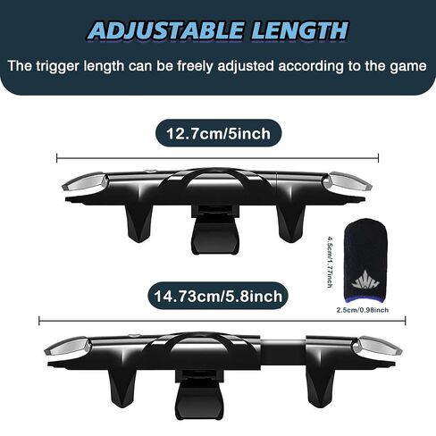 PUBG Trigger 4 Finger Mobile Gaming Controller with 20 Finger Sleeves & Storage Case PUBG Mobile Controller Aim & Fire Shooter Buttons for iPhone & Android PUBG Accessories for COD Mobile (1 Pack G5+20Pcs Finger sleeve+Storage bag) in Saudi Arabia