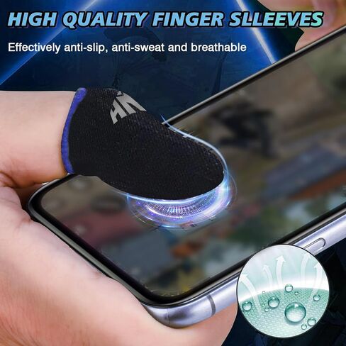 PUBG Trigger 4 Finger Mobile Gaming Controller with 20 Finger Sleeves & Storage Case PUBG Mobile Controller Aim & Fire Shooter Buttons for iPhone & Android PUBG Accessories for COD Mobile (1 Pack G5+20Pcs Finger sleeve+Storage bag) in Saudi Arabia