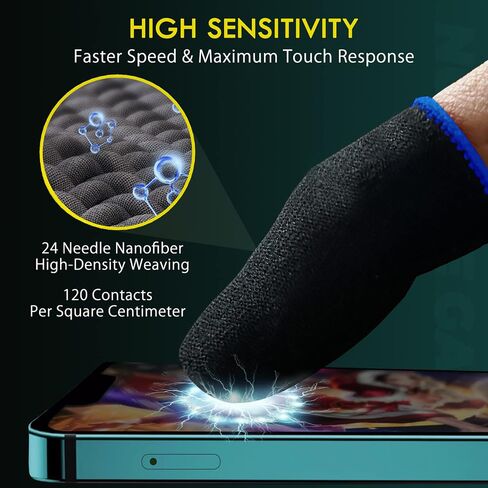 PUBG Trigger 4 Finger Mobile Gaming Controller with 20 Finger Sleeves & Storage Case PUBG Mobile Controller Aim & Fire Shooter Buttons for iPhone & Android PUBG Accessories for COD Mobile (1Pair X8+20Pcs Finger sleeve+Storage bag) in Saudi Arabia