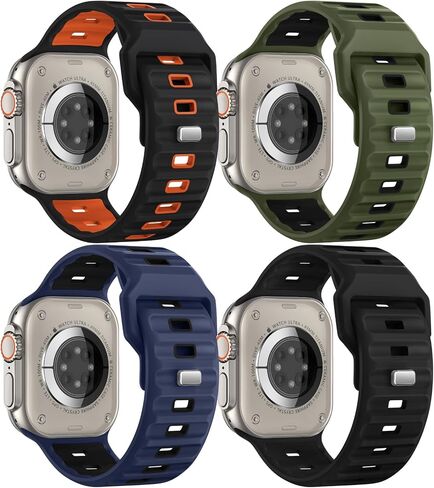 Sport Bands 6-Pack Compatible with Apple Watch Ultra 3/2 Band 49mm 46mm 45mm 44mm 42mm, Wide Soft Silicone Wristbands Waterproof Strap Men for iWatch Series 11 10 9 8 7 6 5 4 3 SE Ultra in Kuwait