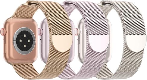 3 Pack Mesh Metal Magnetic Compatible with Apple Watch Bands Women Men | Stainless Steel Loop Strap for iWatch Band 38mm 40mm 41mm 42mm 44mm 45mm 46mm 49mm Series 11/10/9/8/SE/7/6/5/4/Ultra 3 2 1 in Saudi Arabia