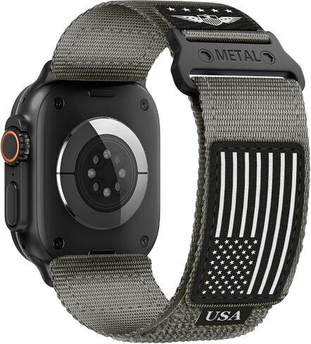 Rugged Nylon for Apple Watch Ultra 2/Ultra 3 Band 49mm 46mm 45mm 44mm Men | Tactical Military Strap,Stars-Stripes Flag,Soft Sport Woven Wristband for iWatch Ultra Series 11/10/9/8/7/6/5/4 SE 3/SE 2 in Saudi Arabia