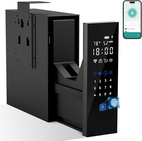 XDeer Biometric Gun Safe for Handgun, Slider Bedside Handgun Safe | 0.1s Quick Access Pistol for Nightstand, Bedside,Desk with Fingerprint, PIN Code, KEY Access 1PCS in Saudi Arabia