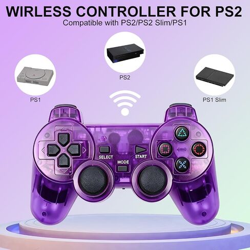 PS2 Controller,2 Packs Wireless Controller Compatible with PS2/PS2 Slim/PS1 in Saudi Arabia