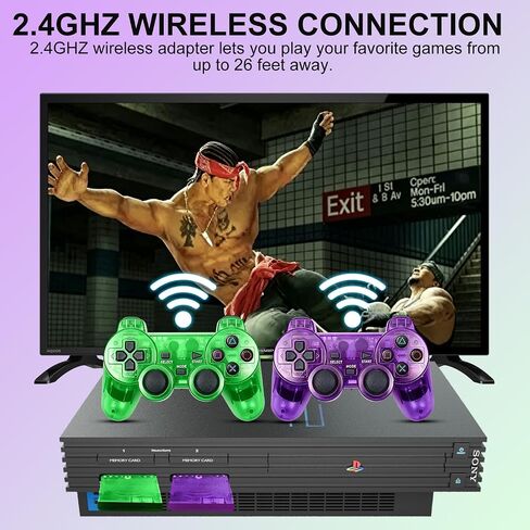 PS2 Controller,2 Packs Wireless Controller Compatible with PS2/PS2 Slim/PS1 in Saudi Arabia