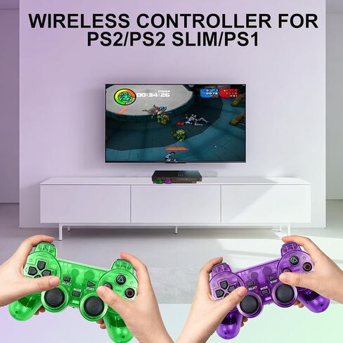 PS2 Controller,2 Packs Wireless Controller Compatible with PS2/PS2 Slim/PS1 in Saudi Arabia
