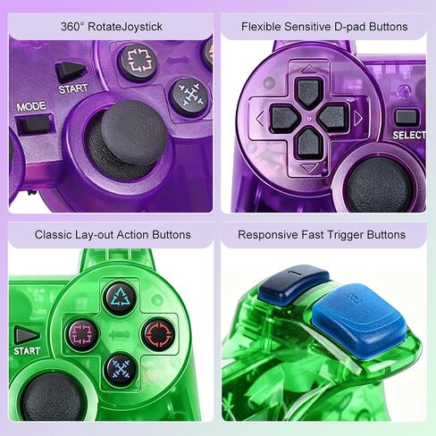 PS2 Controller,2 Packs Wireless Controller Compatible with PS2/PS2 Slim/PS1 in Saudi Arabia