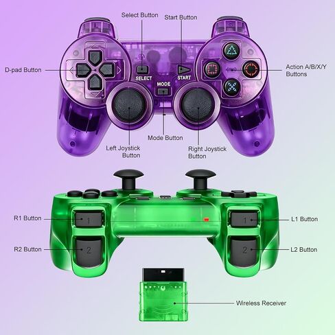 PS2 Controller,2 Packs Wireless Controller Compatible with PS2/PS2 Slim/PS1 in Saudi Arabia