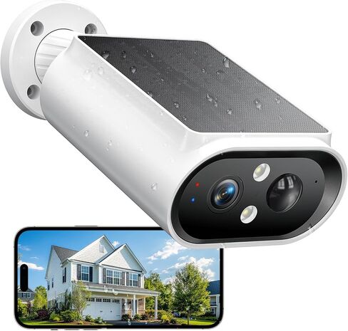 AlkiVision Solar Security Cameras Wireless Outdoor - 2K Night Color Vision Cameras for Home Security, AI Motion Detection, 360° View, Spotlight, 2-Way Audio, Siren, IP67 Waterproof, SD/Cloud Storage in Saudi Arabia